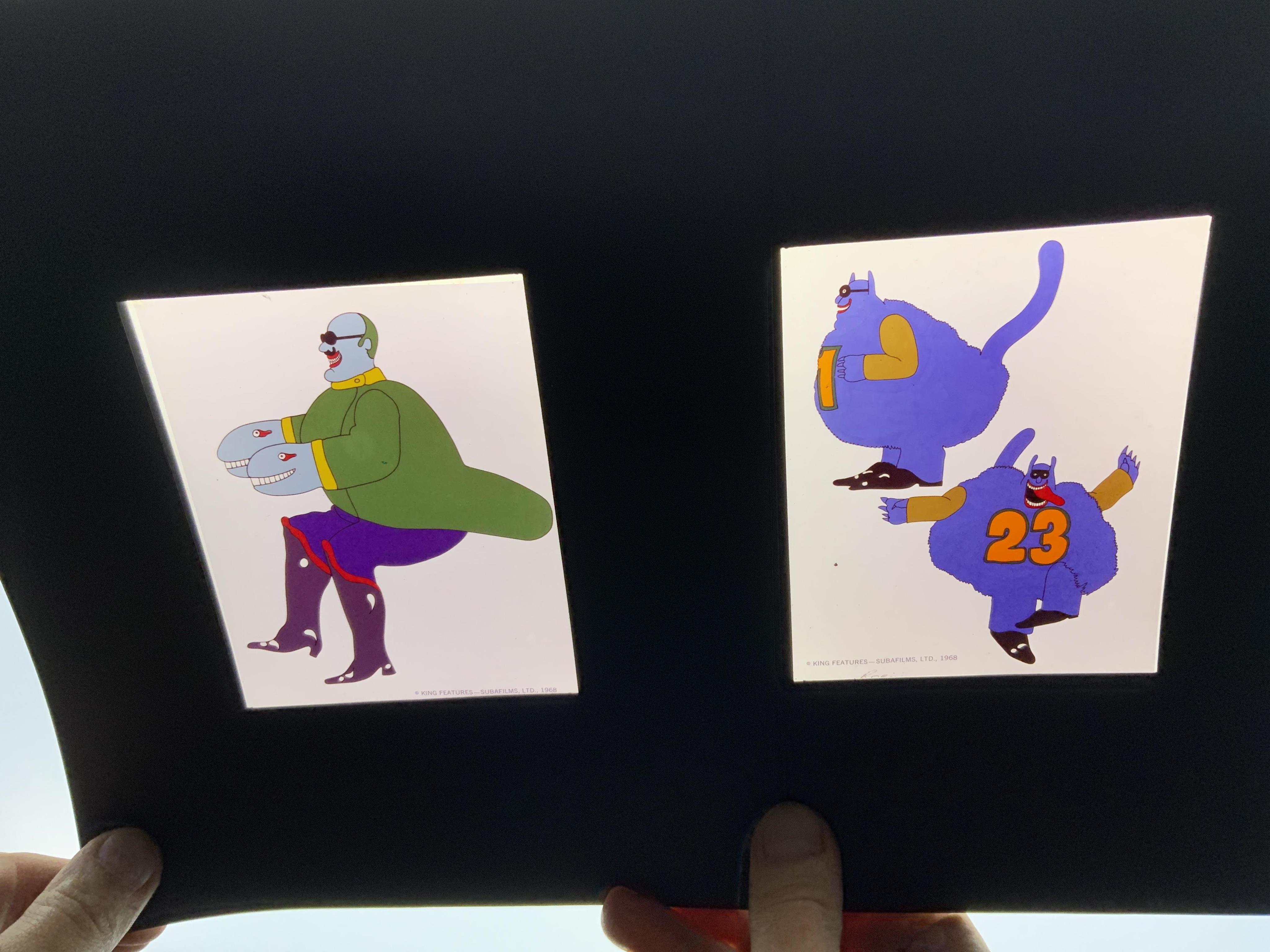 Twenty-seven colour transparencies cells from The Beatles Yellow Submarine, issued by King Features - Subafilms Ltd. 1968.